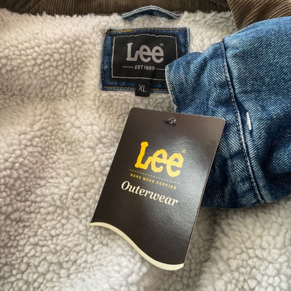 Lee Blue Denim Men’s XL Jacket NWT W/ Brown Corduroy Collar & Fleece Lining - Picture 5 of 16